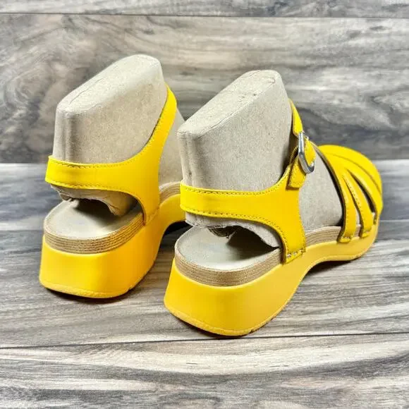 NEW Dansko Roxie Yellow Strappy Leather Clog Sandals 38 7.5-8 - Picture 9 of 12